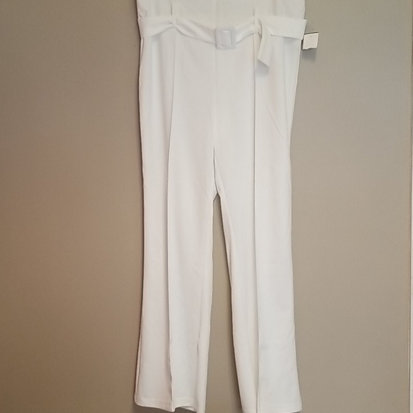 High waist belted white trousers - Picture 2 of 6